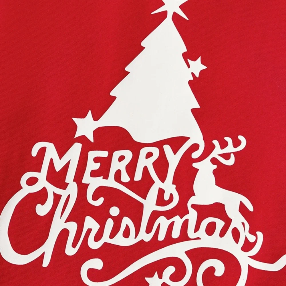 Patpat Women Christmas Letters Print Long-sleeve Casual Red Sweatshirt / Top - Picture 3 of 8